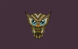 Minimalist Cute Brown Cartoon Owl Wallpaper