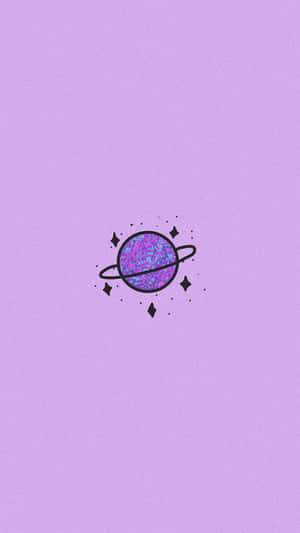 Minimalist Cute Purple Aesthetic Planet Wallpaper