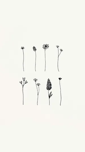 Minimalist Flowers White Pattern Wallpaper