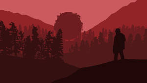 Minimalist Forest Rust Art Wallpaper