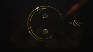 Minimalist Gold Yin Yang Lines 4k Wallpaper