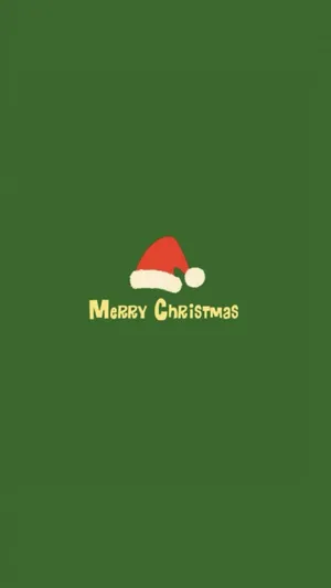 Minimalist Green Christmas And Santa Hat Wallpaper