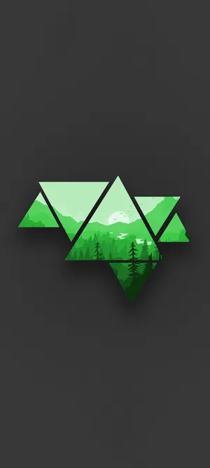 Minimalist Green Mountain Triangles Wallpaper