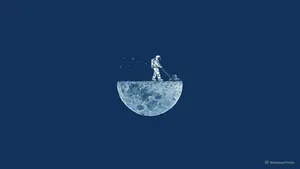Minimalist Moon And Astronaut Wallpaper