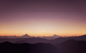 Minimalist Mountains Sunset View Landscape Wallpaper