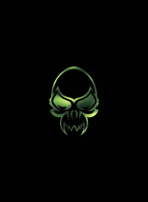 Minimalist Neon Green Demon Skull Wallpaper