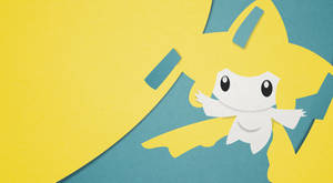 Minimalist Pokémon Jirachi Blue Yellow Wallpaper