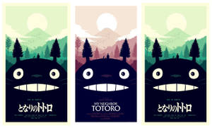 Minimalist Totoro Mountain Posters Wallpaper