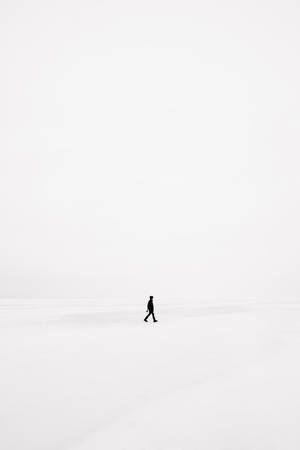 Minimalist Walking Silhouette White Screen Wallpaper