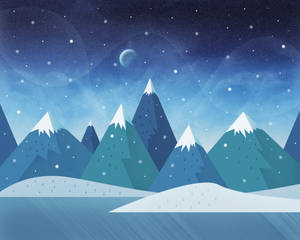 Minimalist Winter Holiday Mountains Wallpaper