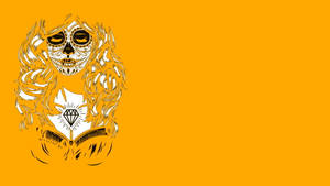 Minimalist Yellow Sugar Skull Design Wallpaper