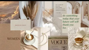 Minimalistic Beige Aesthetic Desktop Background Wallpaper