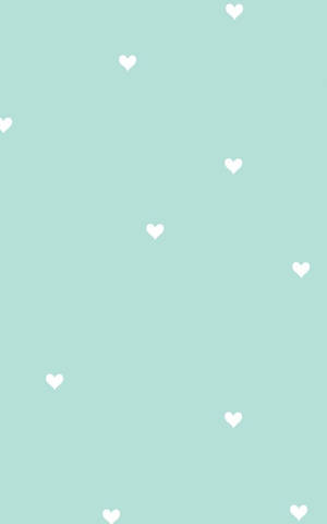 Mint Green Aesthetic Small White Hearts Wallpaper