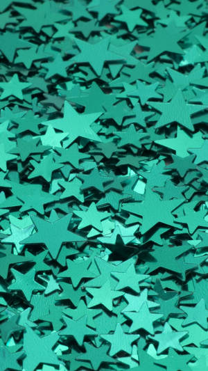 Mint Green Star Confetti Wallpaper