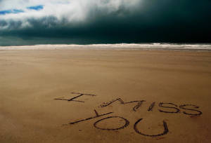 Missing You Sand Writing Wallpaper