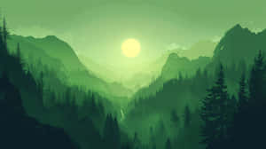 Misty Forest Sunrise Aesthetic Wallpaper