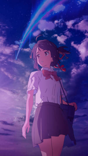 Mitsuha Stare Kimi No Na Wa Phone Wallpaper