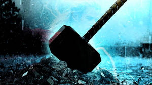 Mjölnir Thor Hammer Blue Green Lights Wallpaper