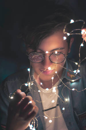 Model Glowing With Fairy Lights Wallpaper