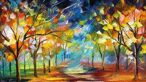 Modern Art Living Trees Leonid Afremov Wallpaper