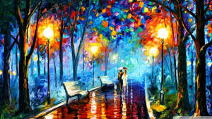 Modern Art Lovers Oil Painting Wallpaper