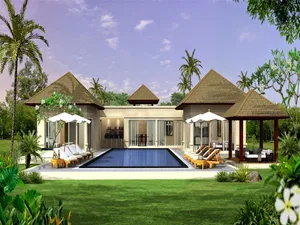 Modern House Pool Lounge Wallpaper