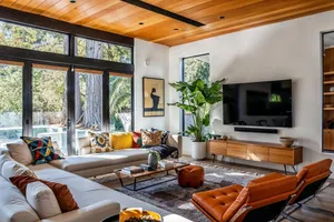 Modern Living Roomwith Natural Light Wallpaper