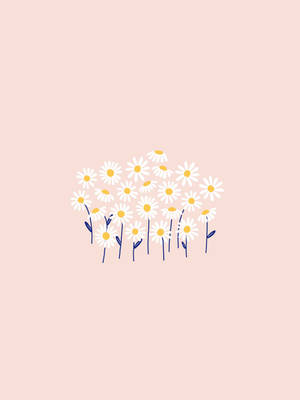 Modern Minimalist Tablet With Daisies Background Wallpaper