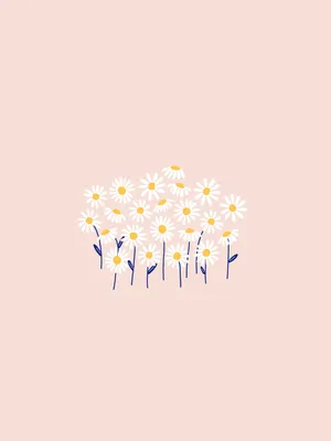 Modern Minimalist Tablet With Daisies Background Wallpaper