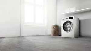Modern Washing Machinein Bright Room Wallpaper