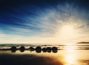 Moeraki Boulders Beach Sunrise Wallpaper