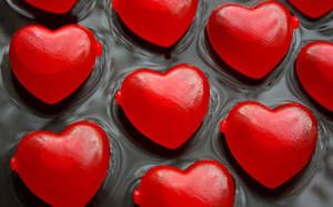 Moist Red Hearts For Valentine's Day Wallpaper