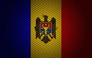 Moldova Flag With Metal Texture Wallpaper