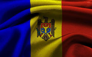 Moldova Flag With Metallic Colors Wallpaper