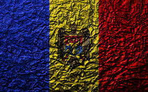 Moldova Flag With Rough Texture Wallpaper