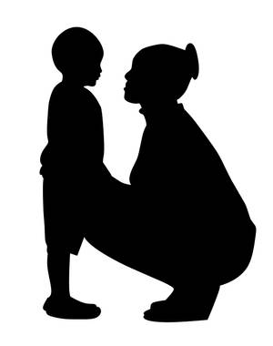 Mom And Son Silhouette Art Wallpaper