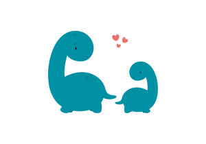 Mommy And Baby Cute Dinosaur Phone Wallpaper