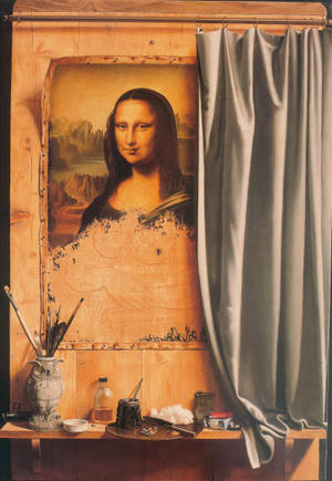 Mona Lisa Faded Paint Wallpaper