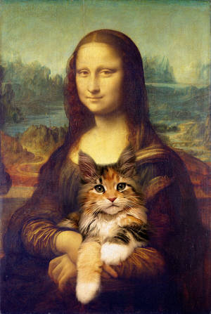 Mona Lisa With A Cat Wallpaper