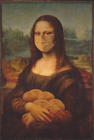 Mona Lisa With Mask Wallpaper