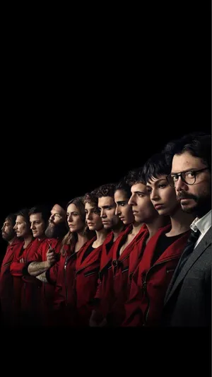 Money Heist Casts In Line Portrait Wallpaper