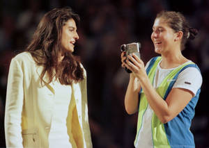 Monica Seles Filming And Laughing Wallpaper