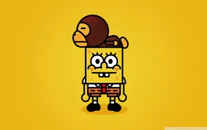 Monkey And Spongebob Art Wallpaper