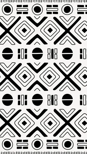 Monochrome African Print Pattern Wallpaper