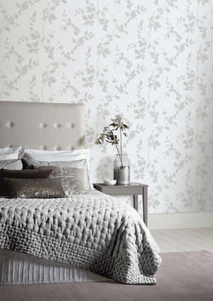 Monochrome Bed And Linens Wallpaper