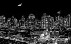 Monochrome City Nightscape Wallpaper