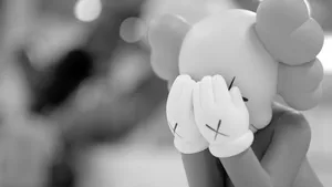 Monochrome Kaws Passing Through Wallpaper