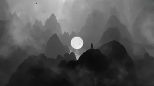 Monochrome_ Mountain_ Mystique Wallpaper