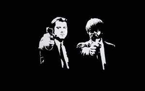 Monochrome Pulp Fiction Vincent Vega Jules Winnfield Wallpaper