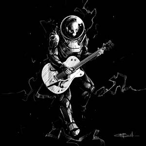 Monochrome Skeleton Guitarist Wallpaper